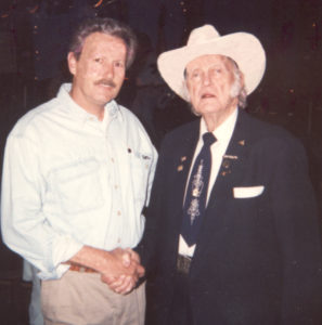 Bill Monroe with author at Bell Cove Inn 1985